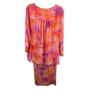 Beautiful by Lawrence Zarian Floral Romantic 2 Piece Skirt‎ Blouse Set Size XL